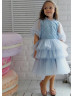 Long Sleeve Lace Tulle Flower Girl Dress